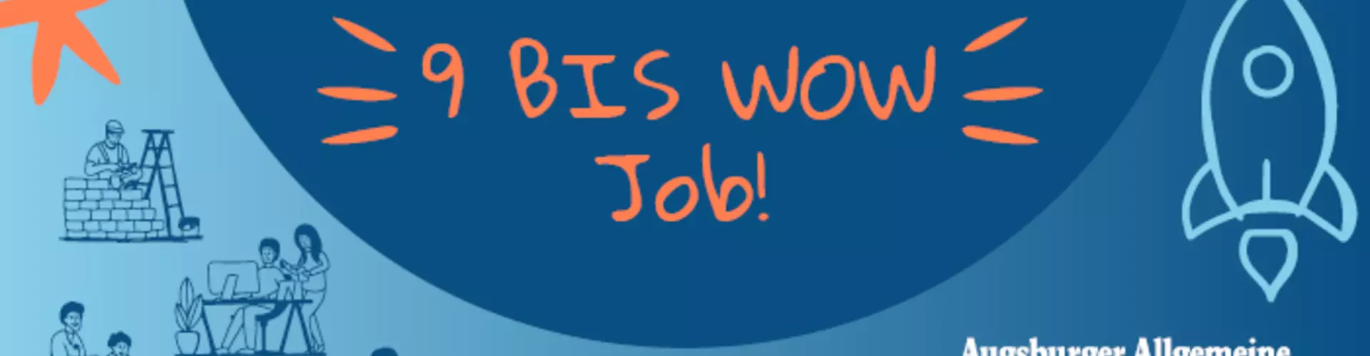 Blauer Banner mit orangener Schrift