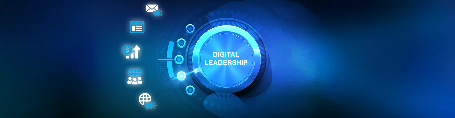 Ein Regler, auf dem "Digital Leadership" steht.