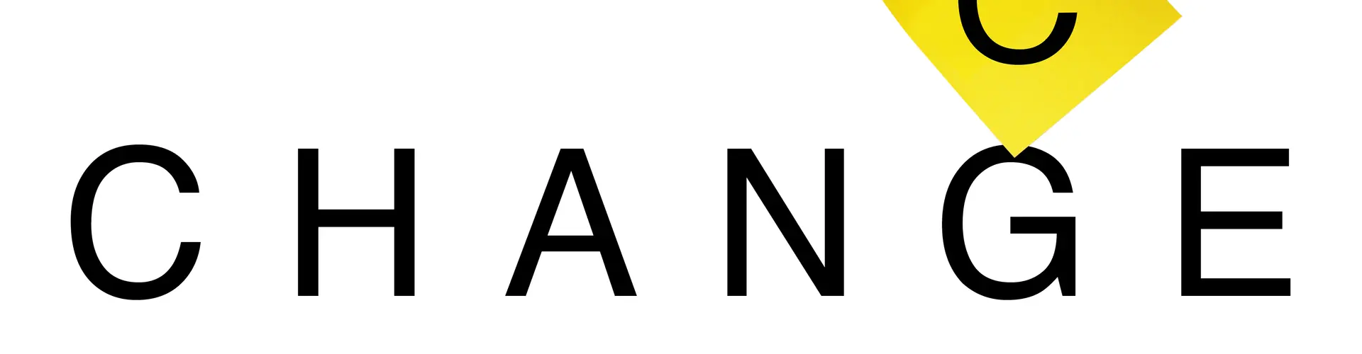 Schriftzug mit dem Wort "Change" vor weißem Hintergrund. Eine Hand hält den gelb unterlegten Buchstaben "C" über das "G" im Schriftzug, sodass aus "Change" "Chance" wird.