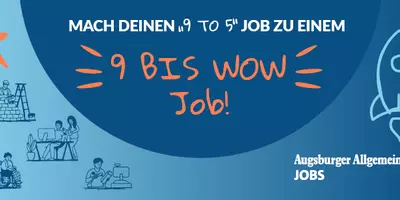 Blauer Banner mit orangener Schrift