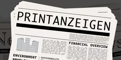 Eine Zeitung, auf der "Printanzeigen" steht.