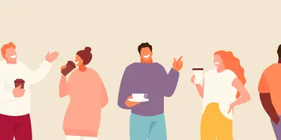 Menschen mit Kaffee in der Hand