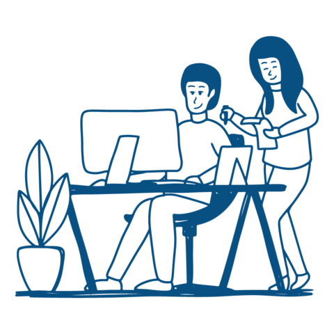 Personen arbeiten am Bildschirm